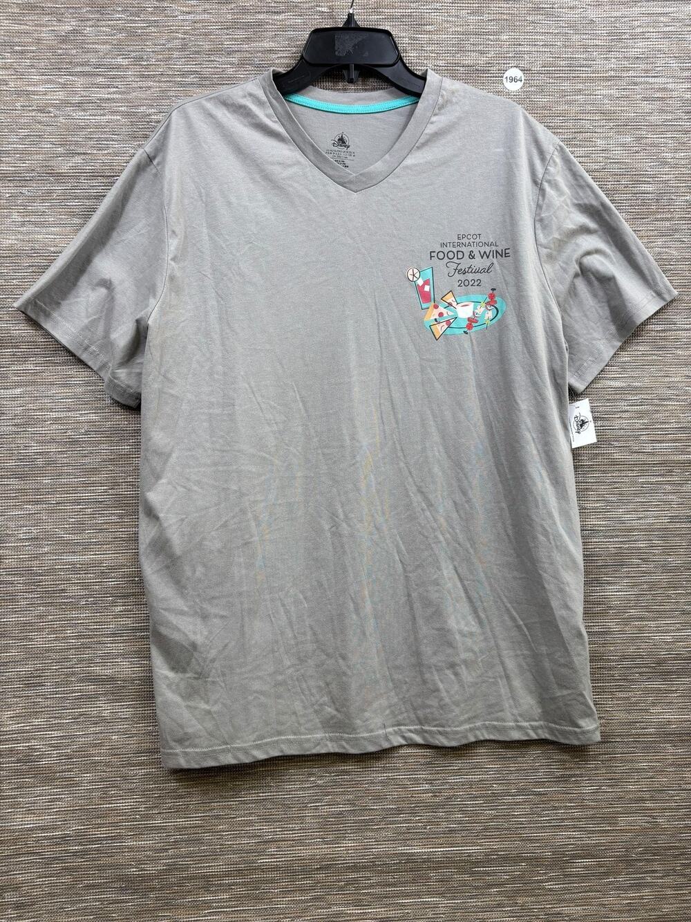 Disney Mickey Mouse Shirt Mens XL Gray EPCOT Food Wine Festival 2022 Graphic Tee